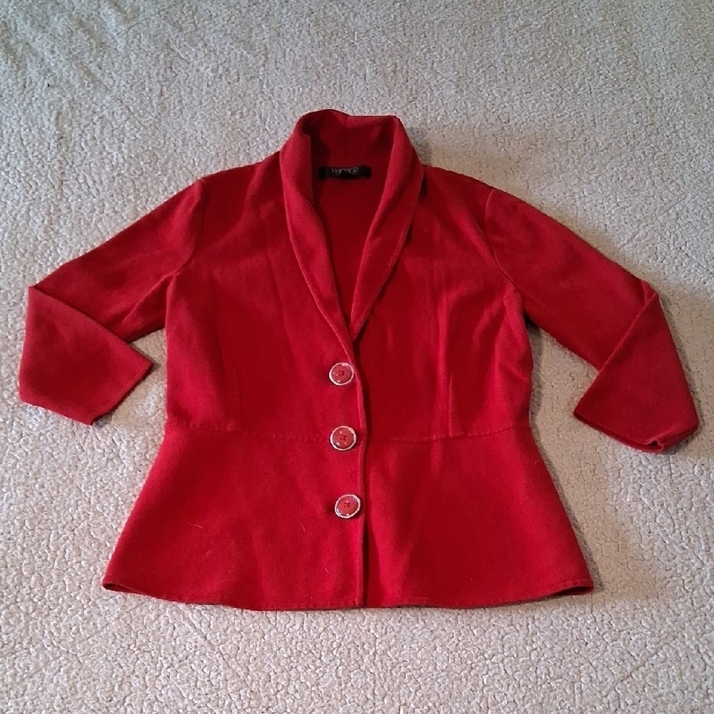Kasper Women's Bold Red 3/4 Sleeve Blazer